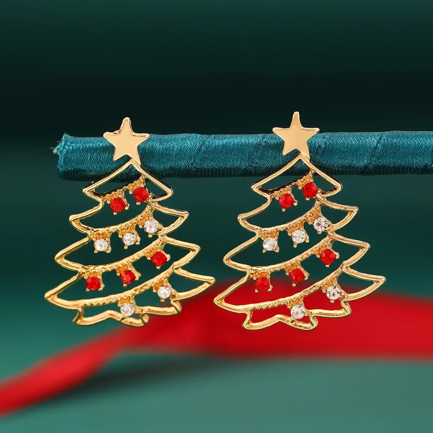 Kerstboom Oorbellen Zirkonia | Elegante Kerst Oorhangers Dames