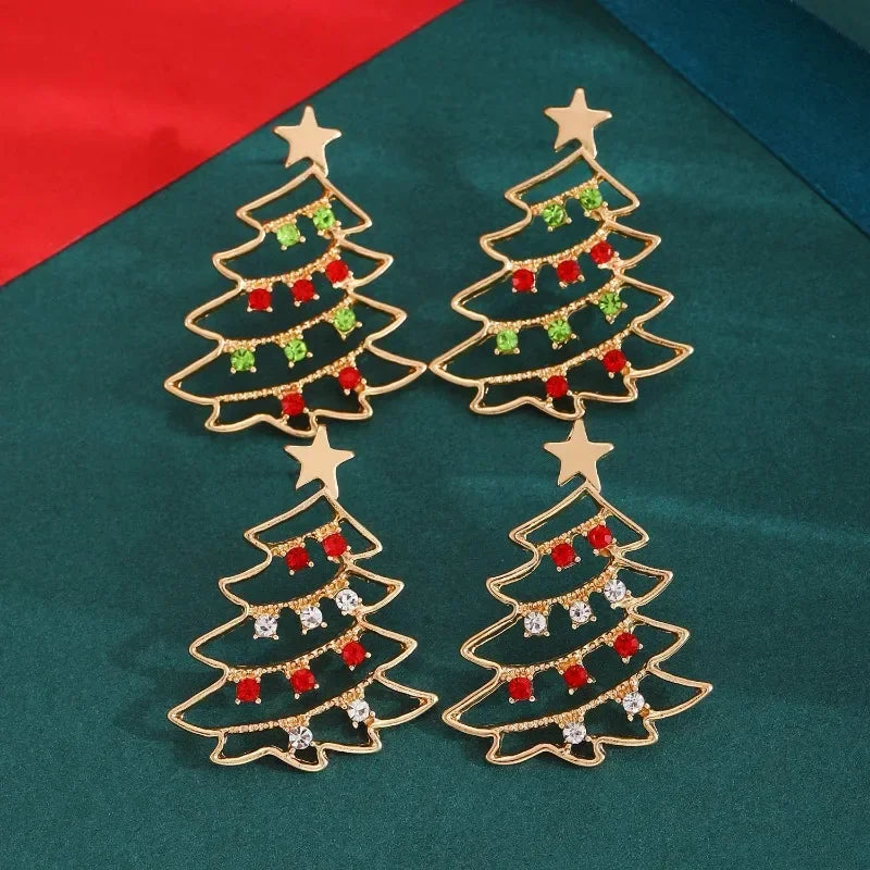 Kerstboom Oorbellen Zirkonia | Elegante Kerst Oorhangers Dames