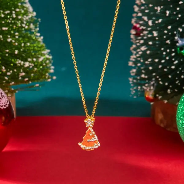 Kerstboom Ketting Volledig Strass | Zirkonia Hanger | Kerstcadeau Dames
