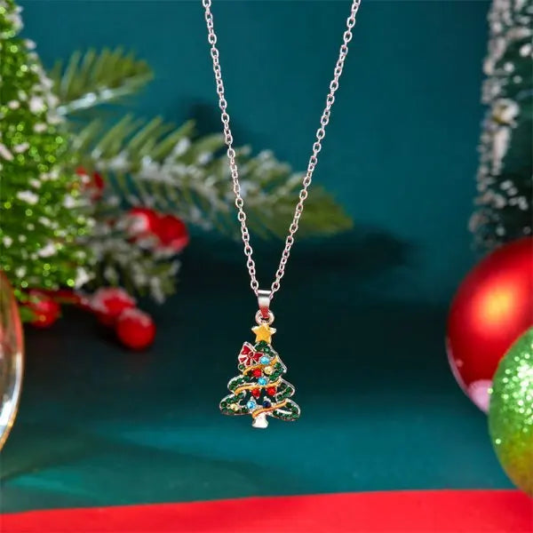 Kerstboom Ketting Volledig Strass | Zirkonia Hanger | Kerstcadeau Dames
