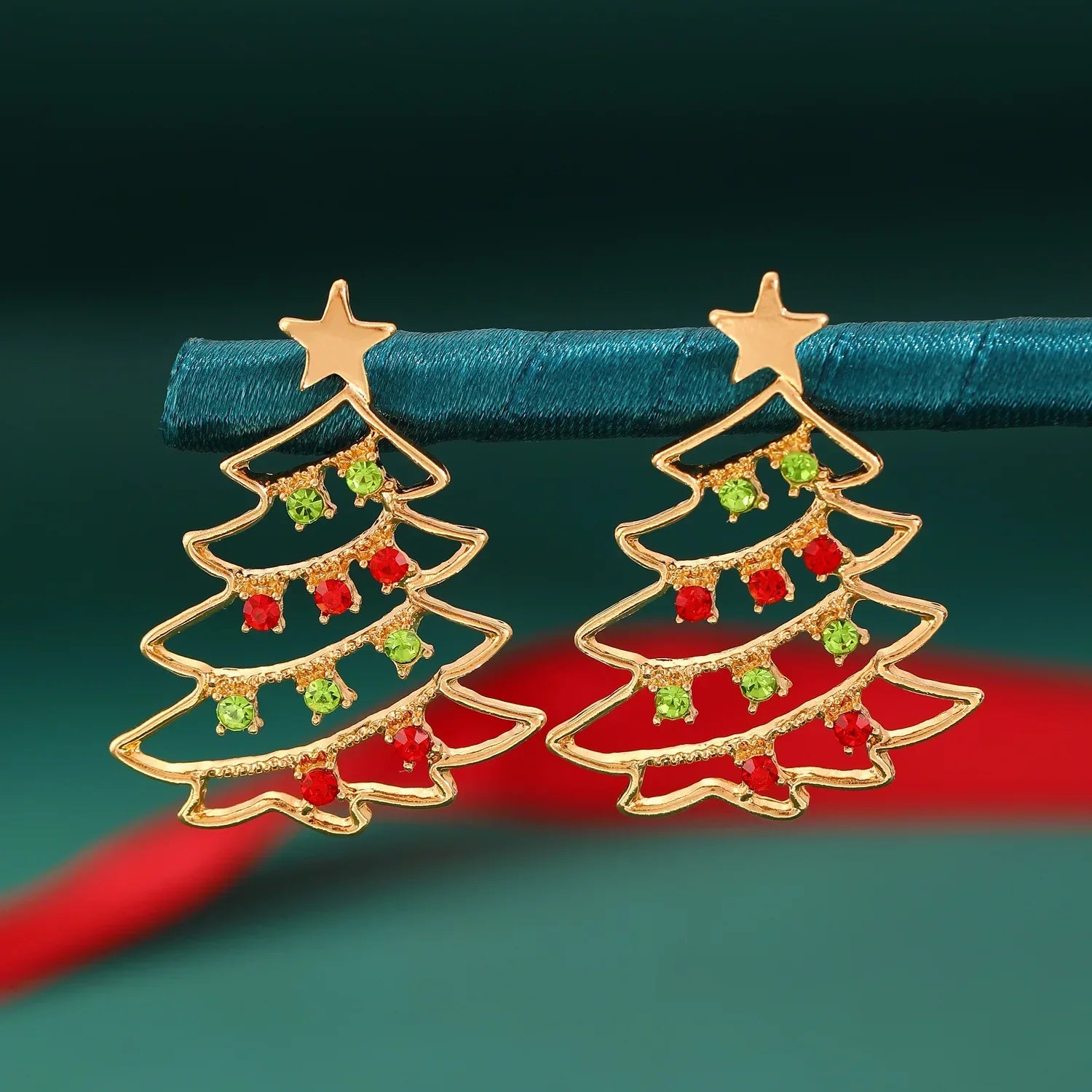 Kerstboom Oorbellen Zirkonia | Elegante Kerst Oorhangers Dames