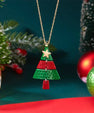 Kerstboom Ketting Volledig Strass | Zirkonia Hanger | Kerstcadeau Dames