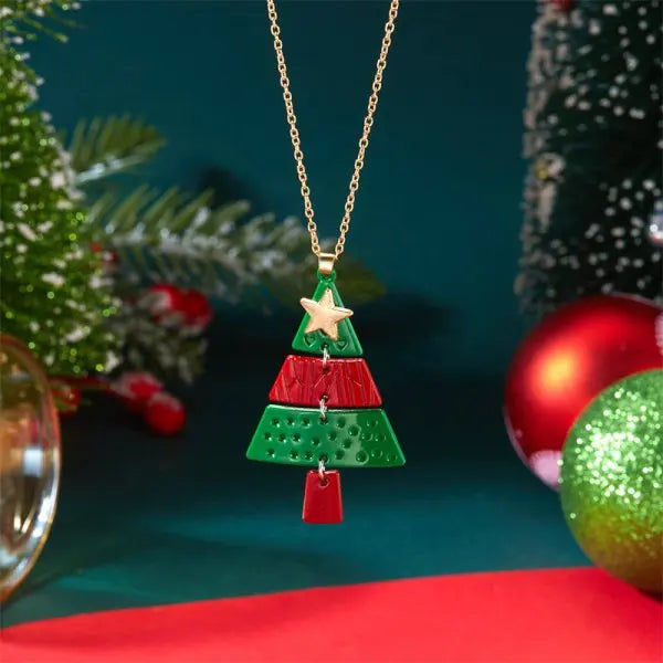 Kerstboom Ketting Volledig Strass | Zirkonia Hanger | Kerstcadeau Dames