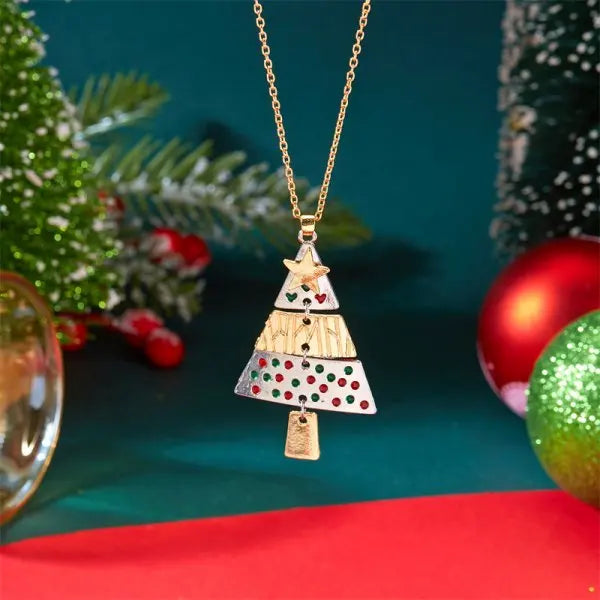 Kerstboom Ketting Volledig Strass | Zirkonia Hanger | Kerstcadeau Dames