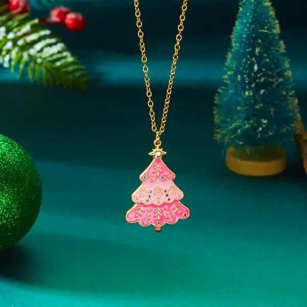 Kerstboom Ketting Volledig Strass | Zirkonia Hanger | Kerstcadeau Dames