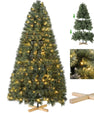 Kunstkerstboom 180-210cm | Met of Zonder LED Verlichting | PVC + Houten Standaard | Snelle Montage