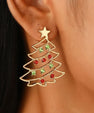 Kerstboom Oorbellen Zirkonia | Elegante Kerst Oorhangers Dames