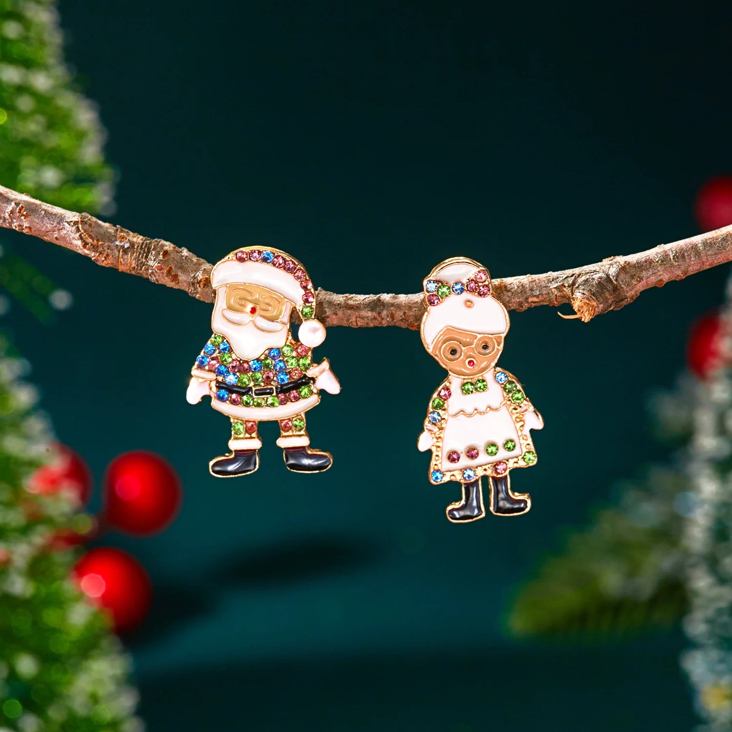 Premium Kerst Oorhangers | Strass & Parel |