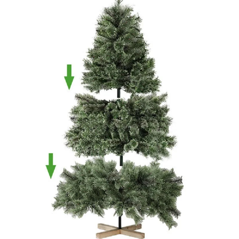 Kunstkerstboom 180-210cm | Met of Zonder LED Verlichting | PVC + Houten Standaard | Snelle Montage