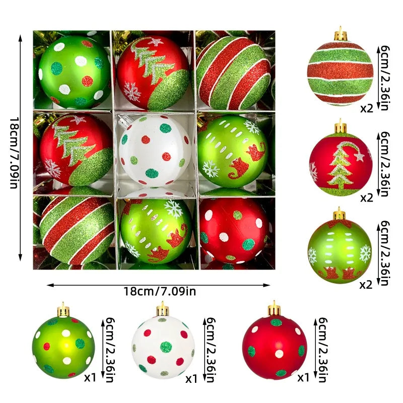 🎄 Grinch Kerstballen Set - 9, 12 of 34 ballen!