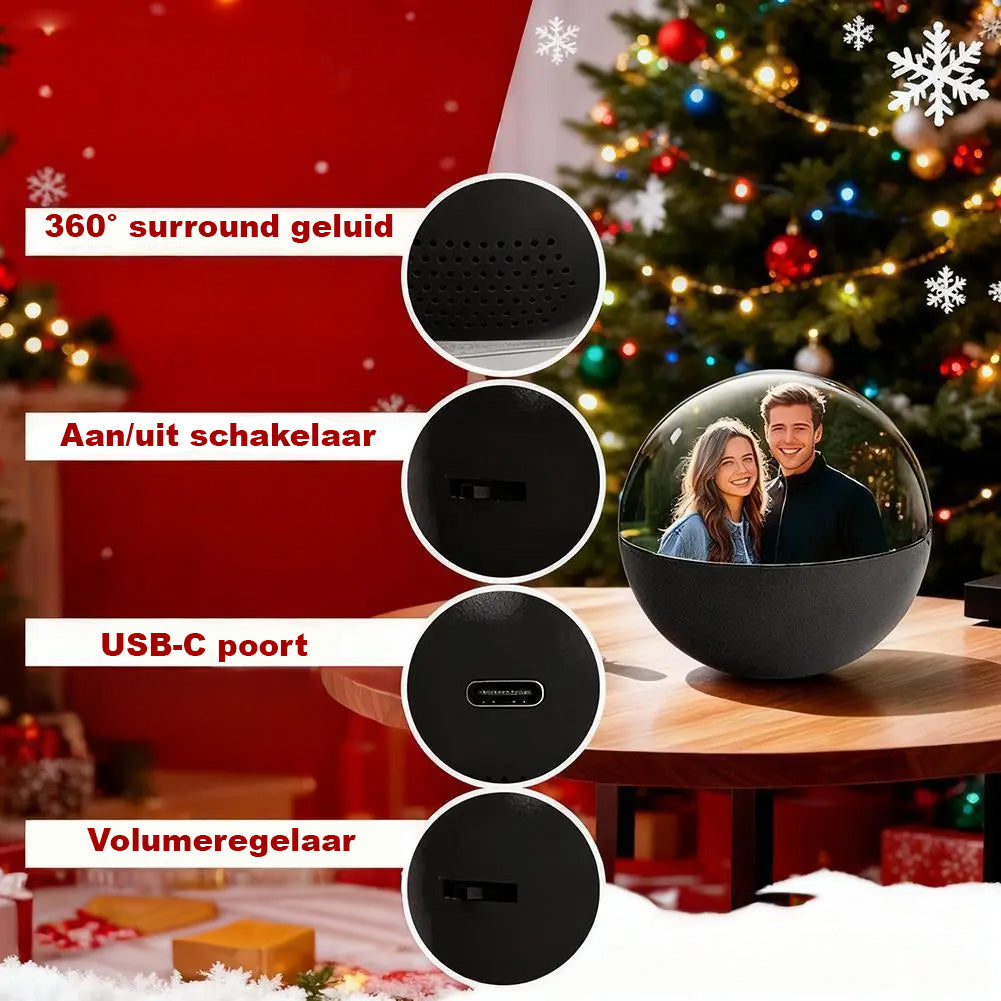 Herinneringen Video Kerstbal, 3D Foto & Video Display met Geluid
