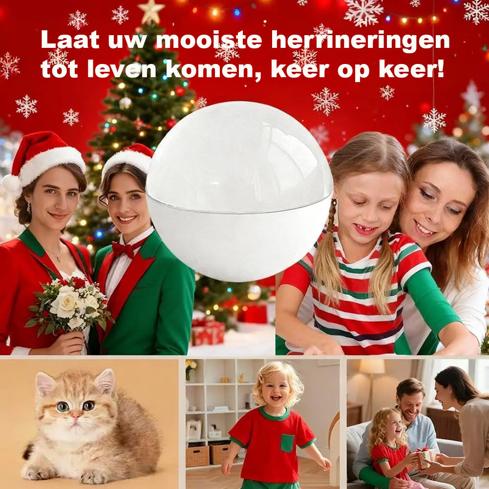 Herinneringen Video Kerstbal, 3D Foto & Video Display met Geluid