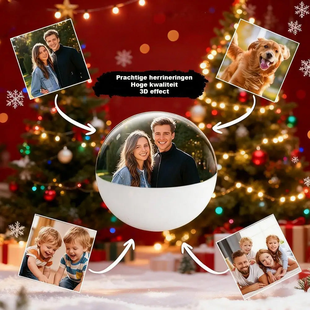 Herinneringen Video Kerstbal, 3D Foto & Video Display met Geluid